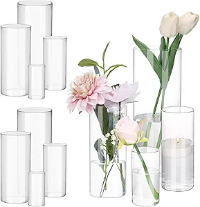 Clear Glass Cylinder Vases, Tall Cylinder Vases for Centerpieces, Glass Flower Vase Floating Candle Holder Vase for Table Shelf, Party, Wedding, Home Decor