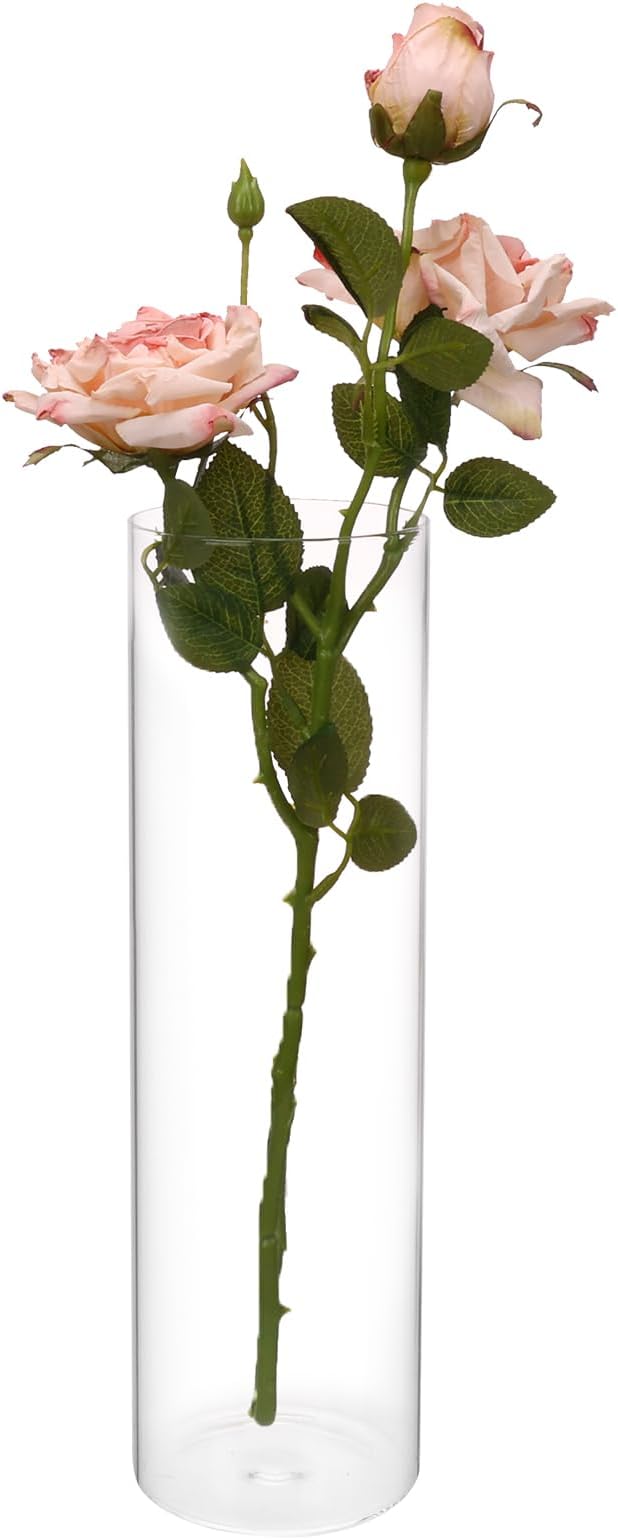 Flower Vases, Clear Glass Cylinder Cylinder Vases for Centerpieces, Skinny Bud Tall Vase Floating Candle Holder Vase for Table Shelf, Party, Wedding, Home Decor