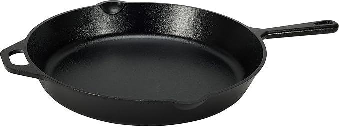 Pre-Seasoned Cast Iron Skillet, Oven Safe, Even Heating, Heavy-Duty & Large, 15-Inch, Black