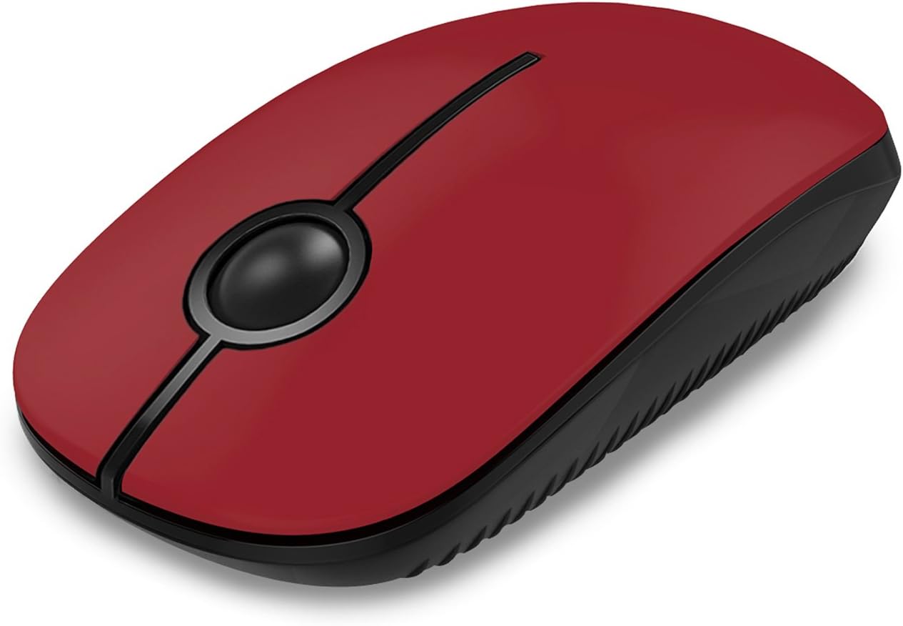 Wireless Mouse, 2.4G Slim Portable Computer Laptop Mouse with Nano Receiver Quiet Silent Optical Mice for Notebook, PC, Laptop, Computer-Black and Red