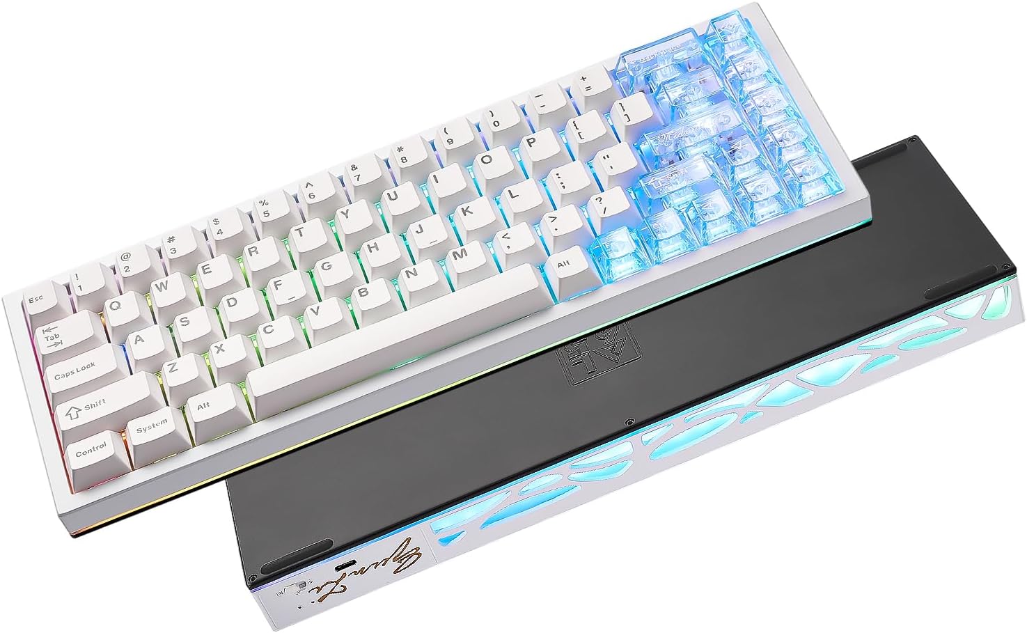 AL65 Wireless Mechanical Keyboard, Full Aluminum CNC,Support QMK/VIA Software Gasket Structure,60% Hot Swappable with RGB Backlit BT/2.4G/USB-C for Mac/Windows(White, Milk V2)