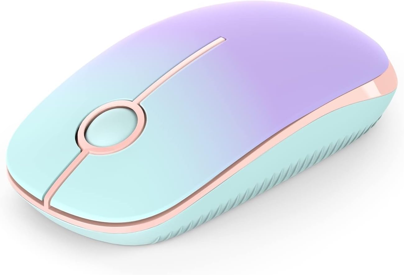 Wireless Mouse, 2.4G Slim Portable Computer Laptop Mouse with Nano Receiver Quiet Silent Optical Mice for Notebook, PC, Laptop, Computer-Mint Green to Purple