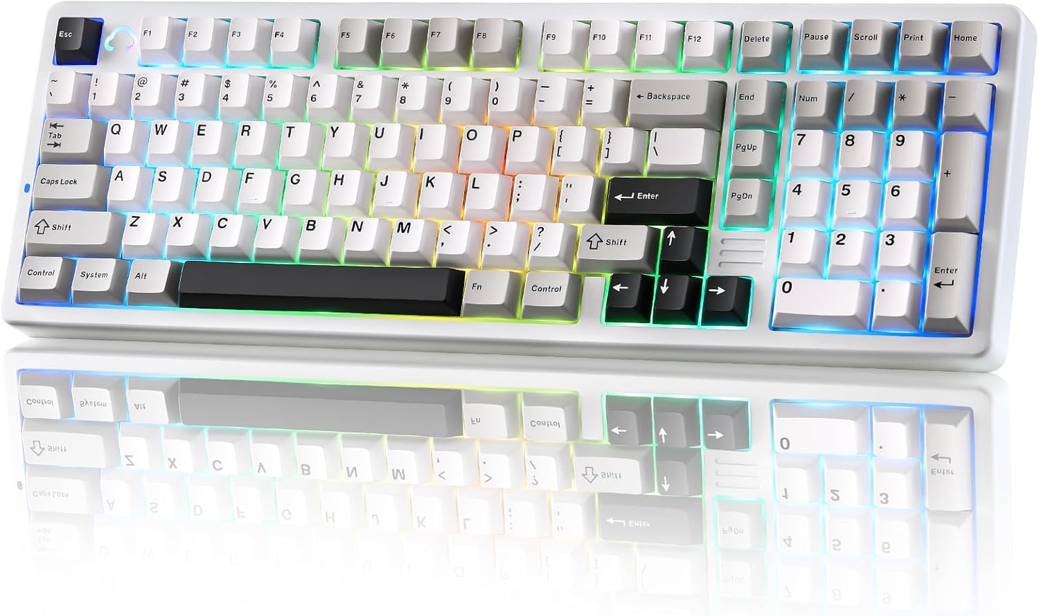 AL98 QMK/VIA Wireless Mechanical Gaming Keyboard,Full Aluminum,BT/2.4G/USB-C, Pre-Lubed Hot Swappable Gasket Mount 1800 Layout,RGB Backlit for Win/Mac (White, Milk Switch)