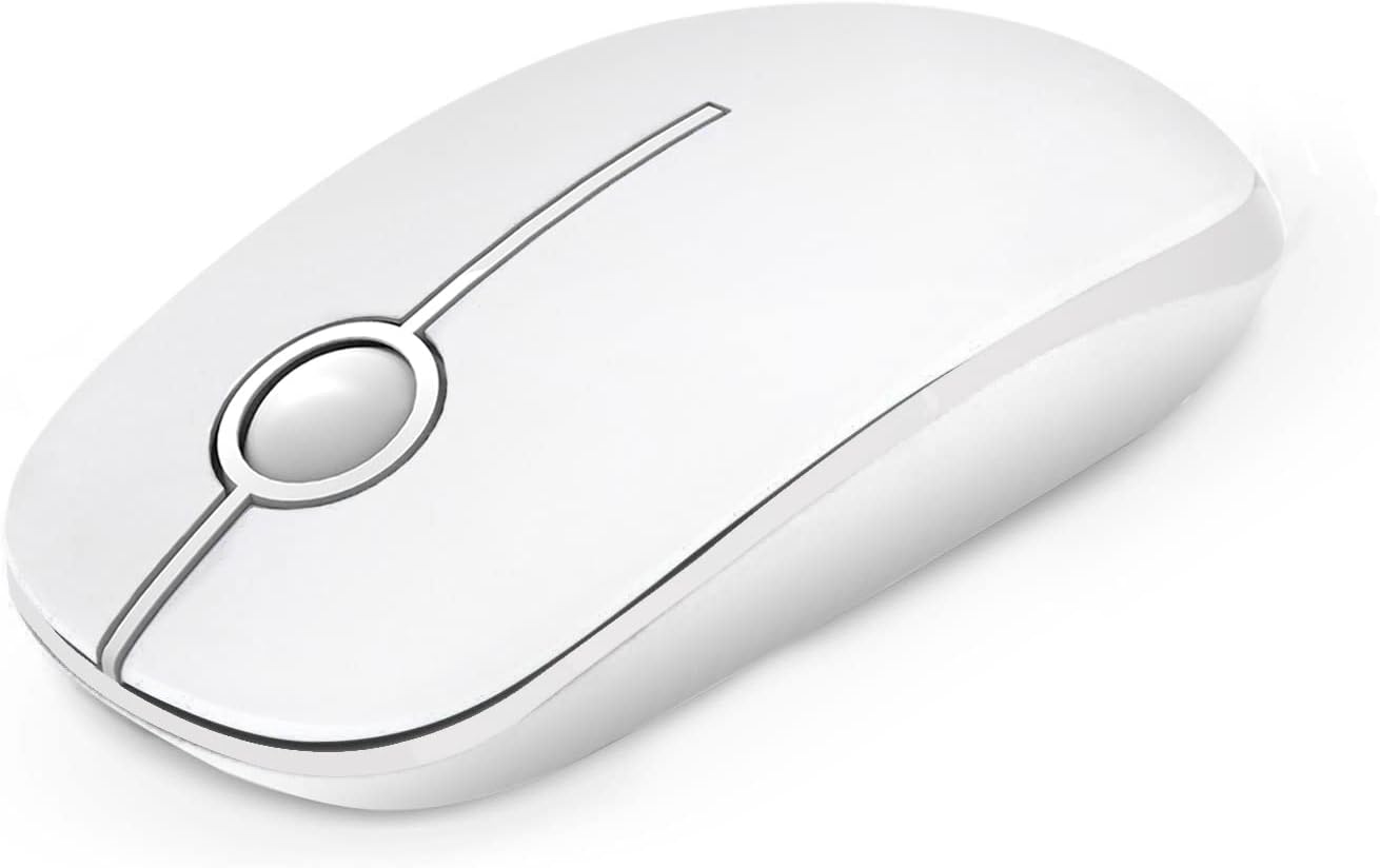 Wireless Mouse, 2.4G Slim Portable Computer Laptop Mouse with Nano Receiver Quiet Silent Optical Mice for Notebook, PC, Laptop, Computer-Pure White