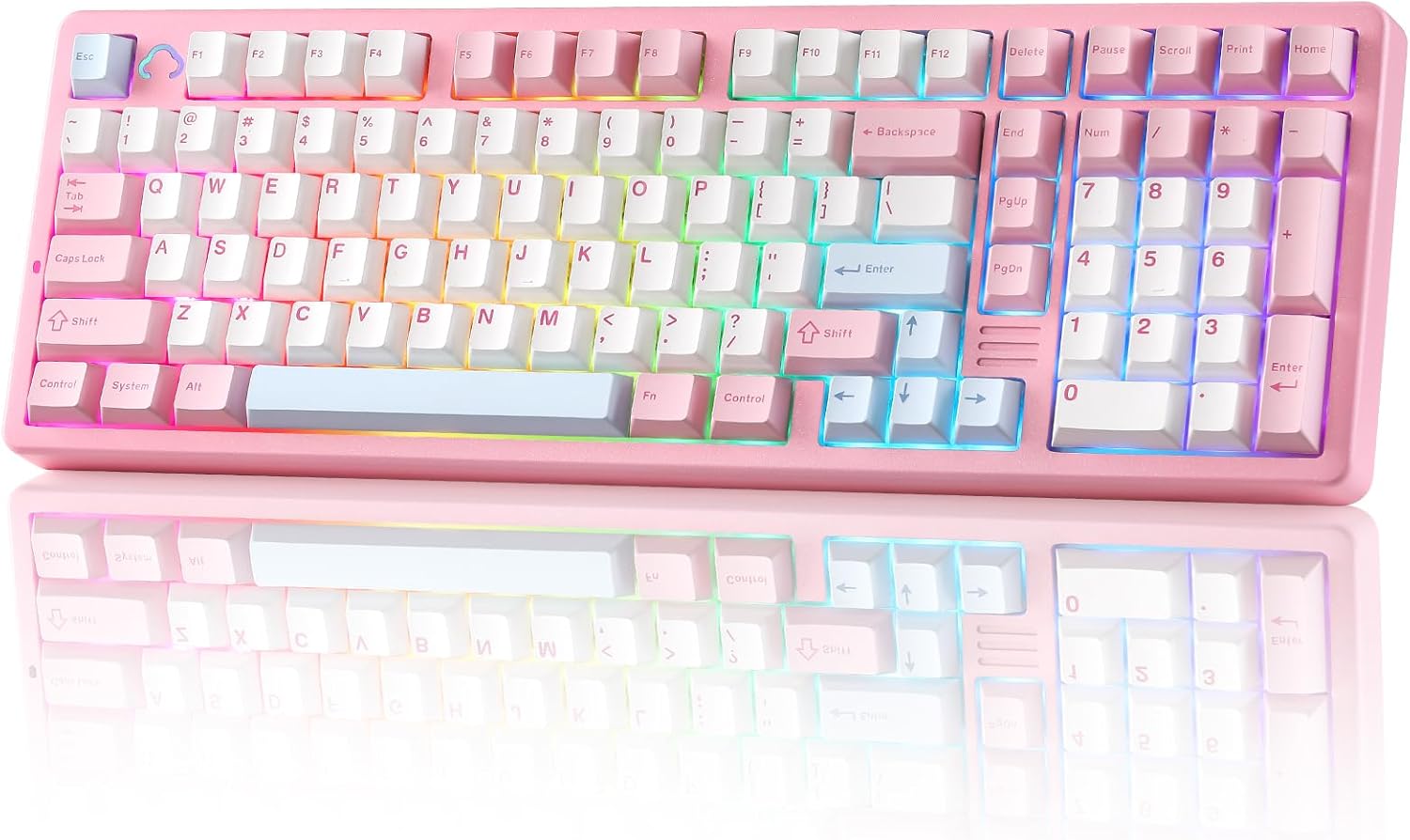 AL98 QMK/VIA Wireless Mechanical Gaming Keyboard,Full Aluminum,BT/2.4G/USB-C, Pre-Lubed Hot Swappable Gasket Mount 1800 Layout,RGB Backlit for Win/Mac (Pink, Milk Switch)