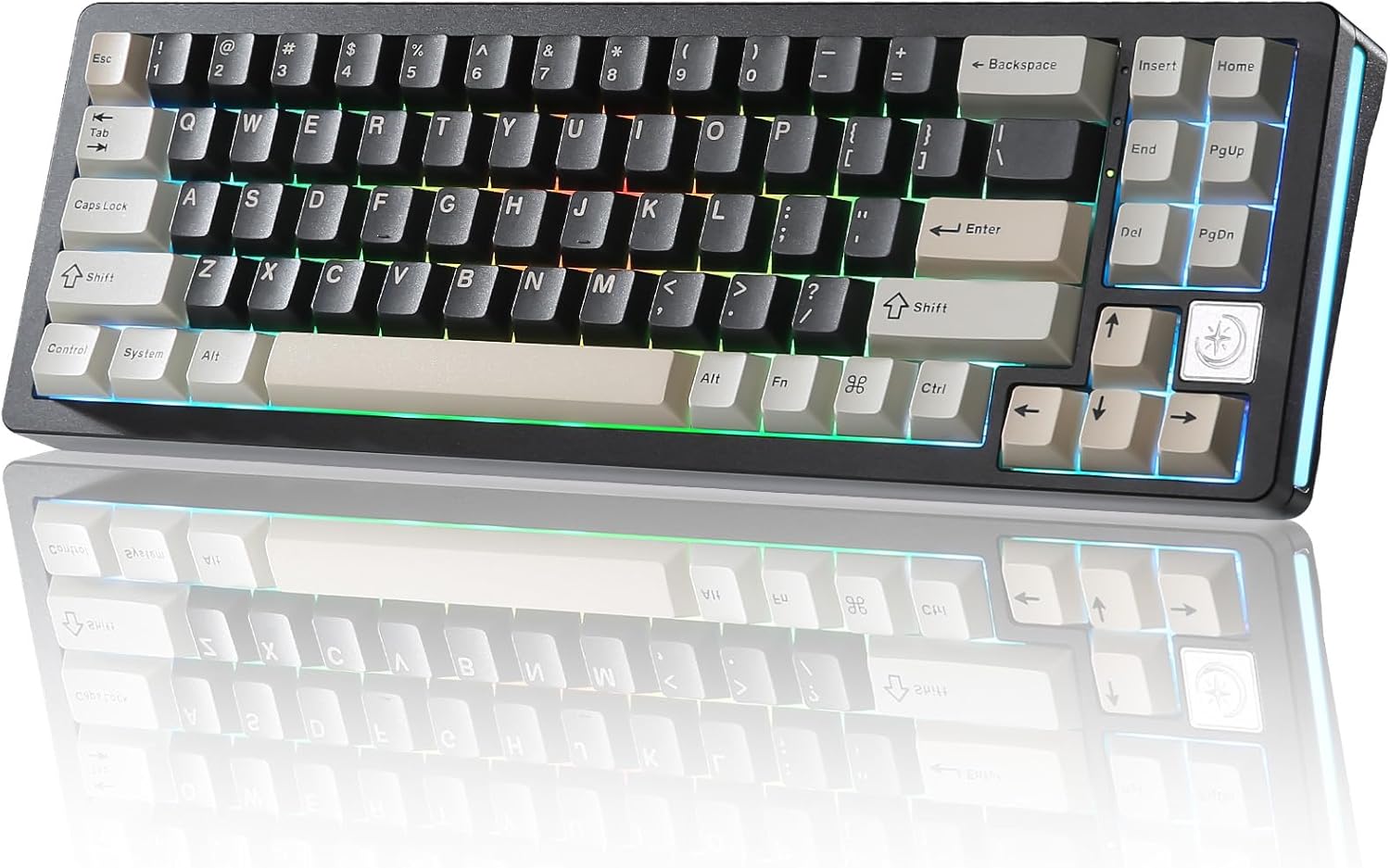 AL71 75% Mechanical Keyboard,Full Aluminum CNC,Hot Swappable Gasket,2.4GHz Wireless BT5.0/USB-C Wired,NKRO Programmable RGB Backlight Creamy Typing for Win/Mac(Black,Crystal White Switch)