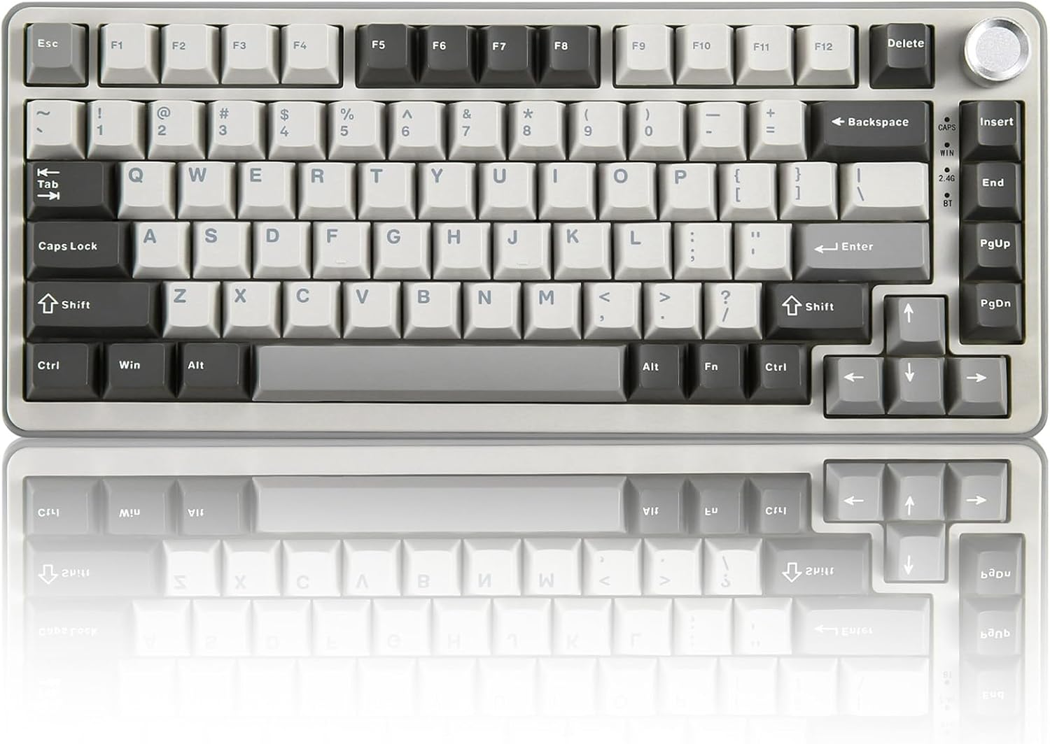 B75 PRO Wireless Mechanical Keyboard,75% Layout with Knob,Hot Swap Gasket Custom Structure,Creamy Pre-lubed Switches,RGB Backlit,Bluetooth/Type-C/2.4G for Win/Mac(Milk Switch,Grey)