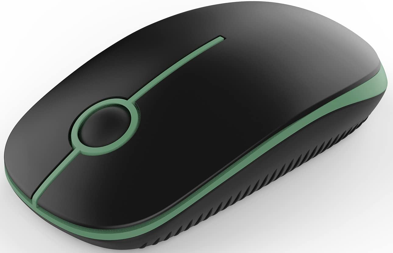 Wireless Mouse, 2.4G Slim Portable Computer Laptop Mouse with Nano Receiver Quiet Silent Optical Mice for Notebook, PC, Laptop, Computer-Black and Green