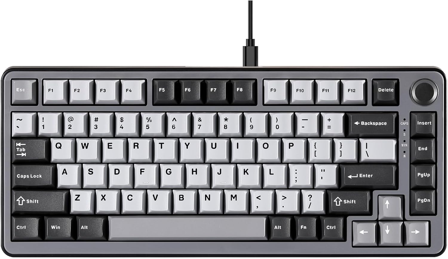 RT75 Rapid Trigger Wired Gaming Keyboard,Hall Effect Magnetic Switch,Adjustable Actuation Esports,75% TKL Layout with Knob,RGB Backlit, PBT Keycaps for Mac/Win (Black, Outemu Switch)