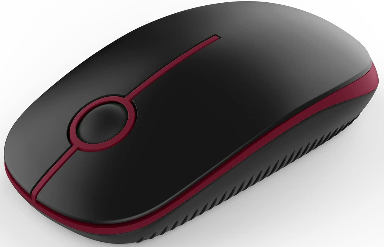 Wireless Mouse, 2.4G Slim Portable Quiet Computer Mice with Nano Receiver for Notebook, PC, Laptop, Computer-Black and Wine Red