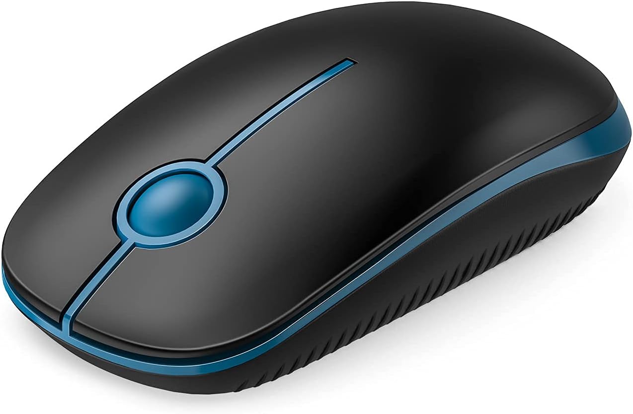 Vssoplor Wireless Mouse, 2.4G Slim Portable Computer Laptop Mouse with Nano Receiver Quiet Silent Optical Mice for Notebook, PC, Laptop, Computer-Black and Sapphire Blue