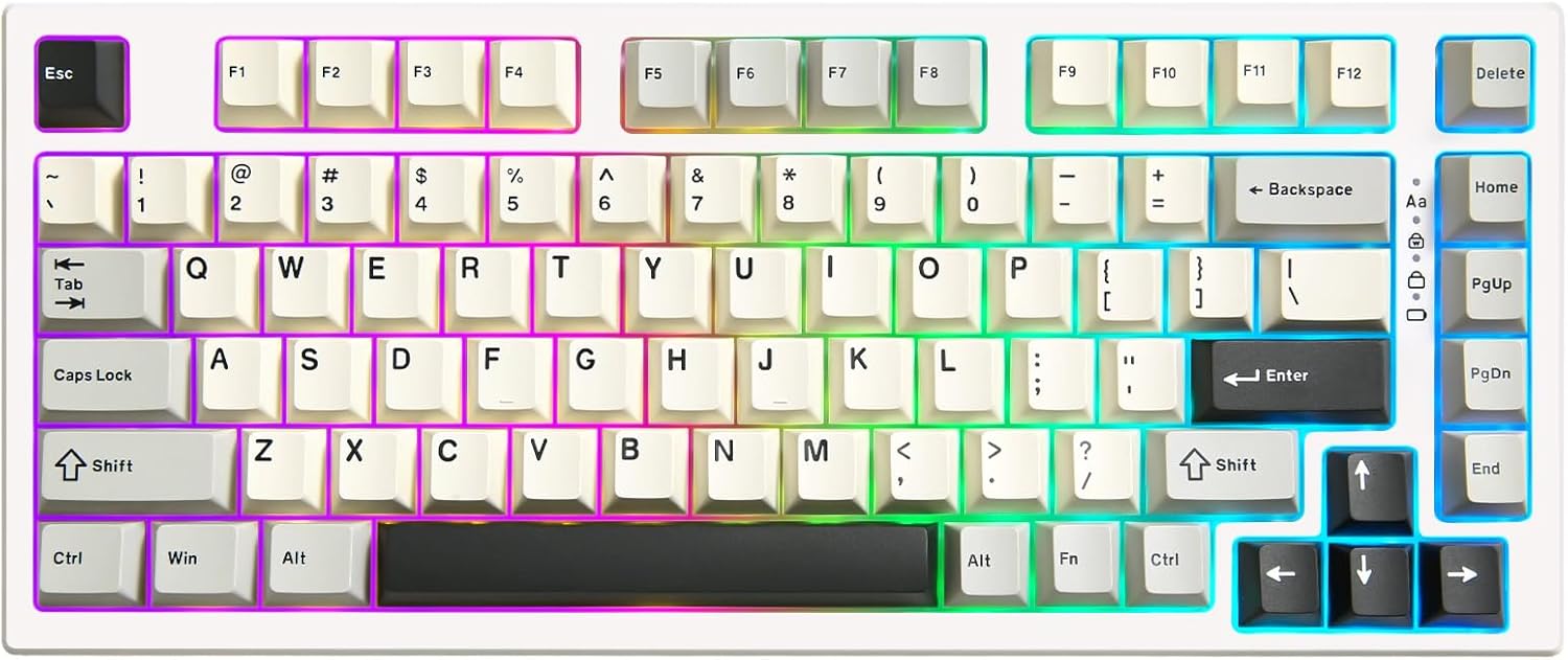 RT80 Rapid Trigger Hall Effect Magnetic Gaming Keyboard, 8K Polling Rate, 75% Layout,BT/2.4GHz/Wired,RGB Backlit,Hot Swap,Adjustable Actuation Wireless for Win/Mac(White, Gateron White)